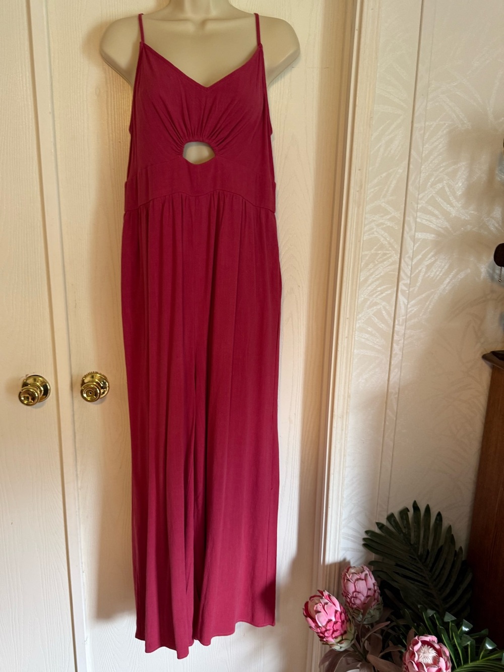 Sleeveless Cutout Jumpsuit in Berry